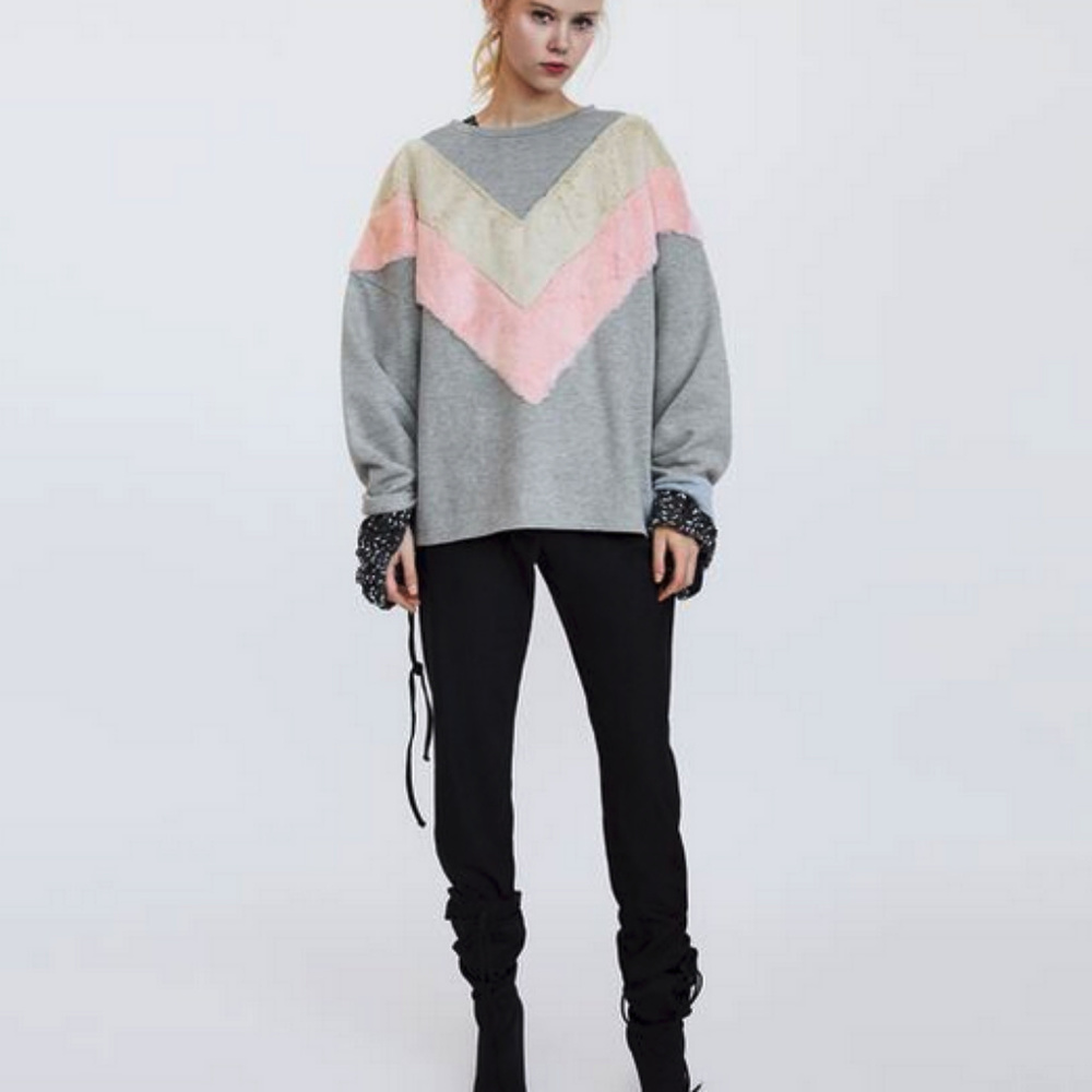 Zara sweater Sweatshirt top Gray Pink size S